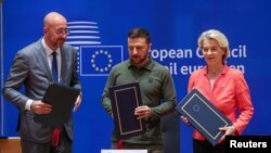 Церемония подписания договора по безопасности с Украиной, Брюссель, 27 июня