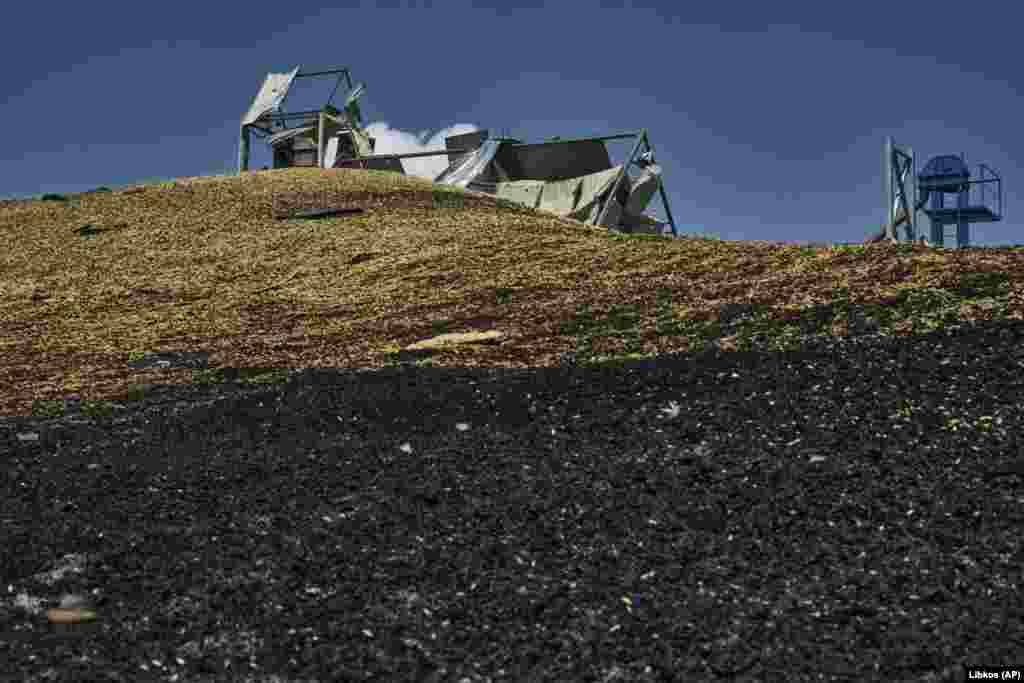 Another destroyed farm building. UN Secretary-General Antonio Guterres slammed the attacks, saying they were affecting global food prices. 