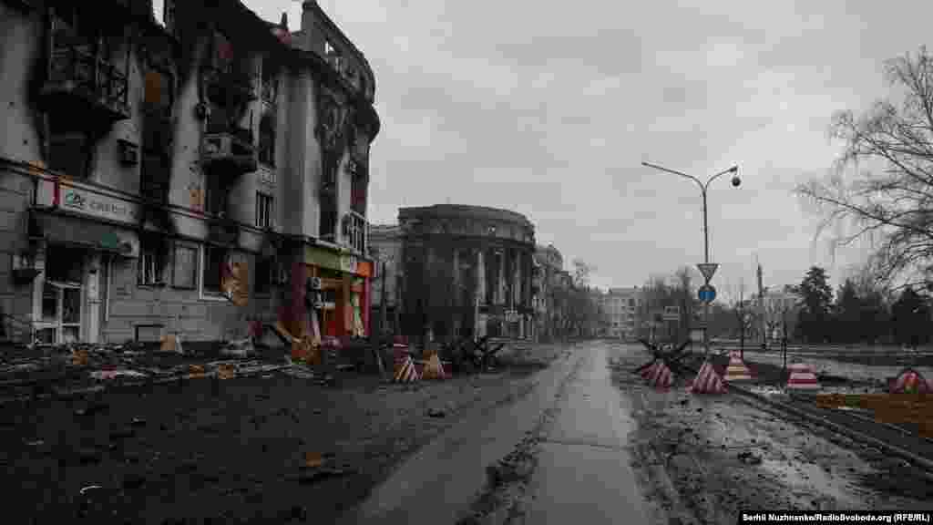The center of Bakhmut, in the Donetsk Region, photographed on February 25, 2023. 