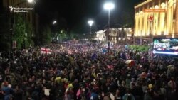 Georgian Protesters Hold Overnight Rally Ahead Of Final Reading Of Controversial Bill Georgian Protesters Hold Overnight Rally Ahead Of Final Reading Of Controversial Bill