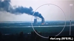 Пожар на временно оккупированной российской армией Запорожской АЭС. Скриншот из видео Telegram-канала президента Украины (Web Screenshot)