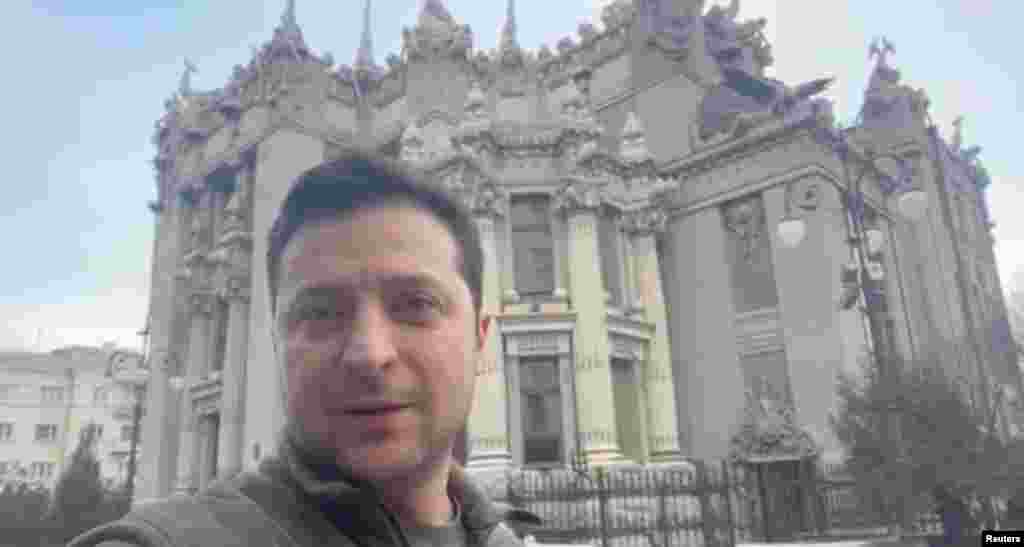Ukrainian President Volodymyr Zelenskiy issued a video message early on February 26 from Kyiv. He said there will be no Ukrainian capitulation. 