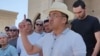 Karakalpak lawyer and journalist Dauletmurat Tajimuratov addresses supporters amid a period of unrest in the autonomous republic last summer.