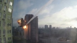 Residential Tower In Kyiv Hit By Missile Strike Residential Tower In Kyiv Hit By Missile Strike