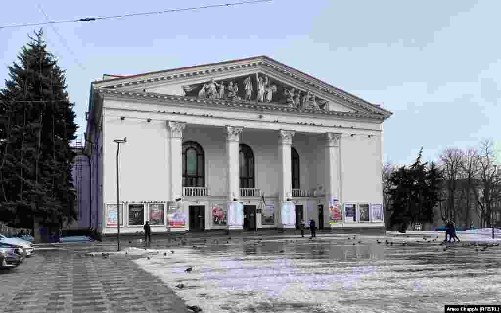 The Mariupol Drama Theater on Theater Square, which dates back to 1887, as photographed by RFE/RL's Amos Chapple in early February.