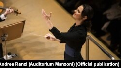 Оксана Линів під час концерту в театрі Auditorium Manzoni, Болонья, 14 січня 2022 року