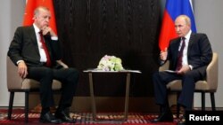 Реджеп Эрдоган и Владимир Путин на встрече в Самарканде, 16 сентября 2022 года