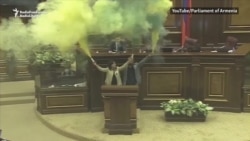 Armenian Lawmakers Set Off Smoke Bombs In Parliament Armenian Lawmakers Set Off Smoke Bombs In Parliament