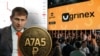 Европа Биримдигинин санкциясына кирген Grinex криптобиржасы, анда сатылып жаткан A7A5 токени жана бул экөөнүн артында турат делген Илан Шор. "Азаттыктын" коллажы.
