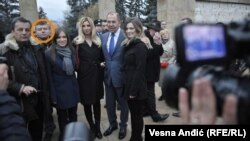 Nemanja Ristić (circled) made headlines in December, when he appeared in a photograph standing near Sergei Lavrov during the Russian foreign minister's visit to Belgrade.