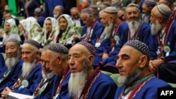 Members of Turkmenistan's Council of Elders attend a meeting in Ashgabat in September 2016.