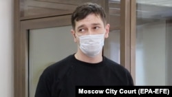 Oleg Navalny at his court hearing in Moscow on February 18.