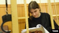Yekaterina Samusevich, member of the punk band Pussy Riot, appears in Tagansky District Court, Moscow, on March 16.