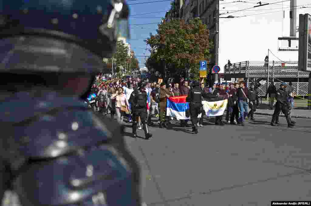 Serb nationalists and religious also held a counterdemonstration against the gay pride parade. 