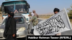 A Taliban check post along a highway in the southeastern Afghan province of Ghazni.