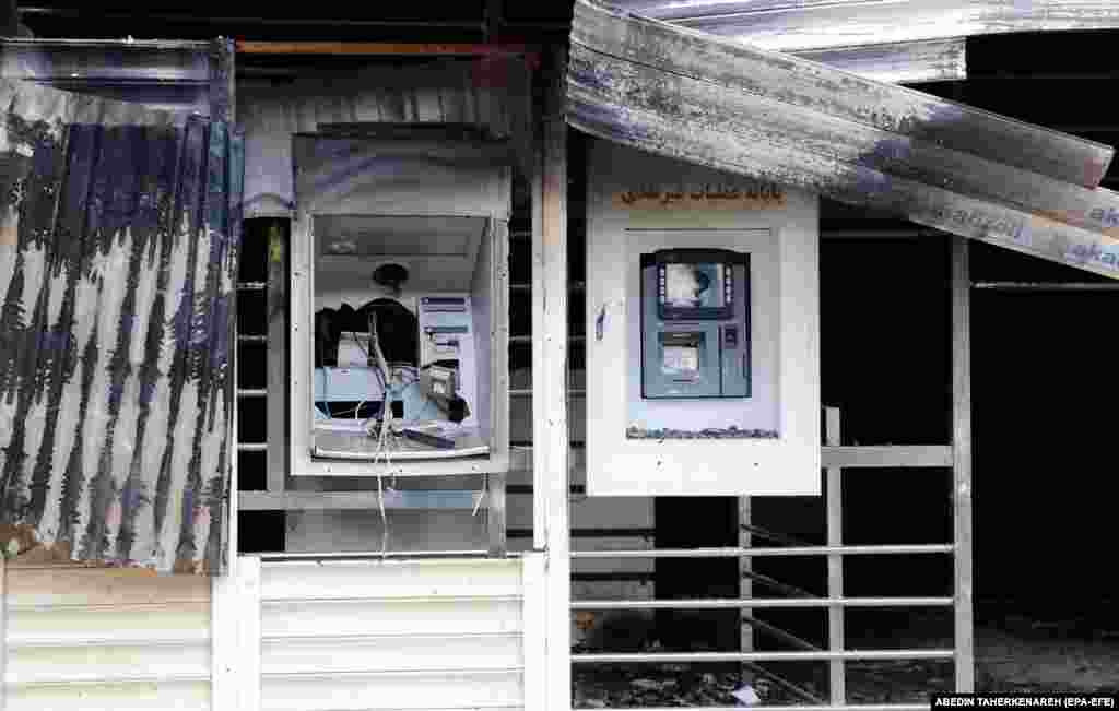 A destroyed ATM in Shahriar.   