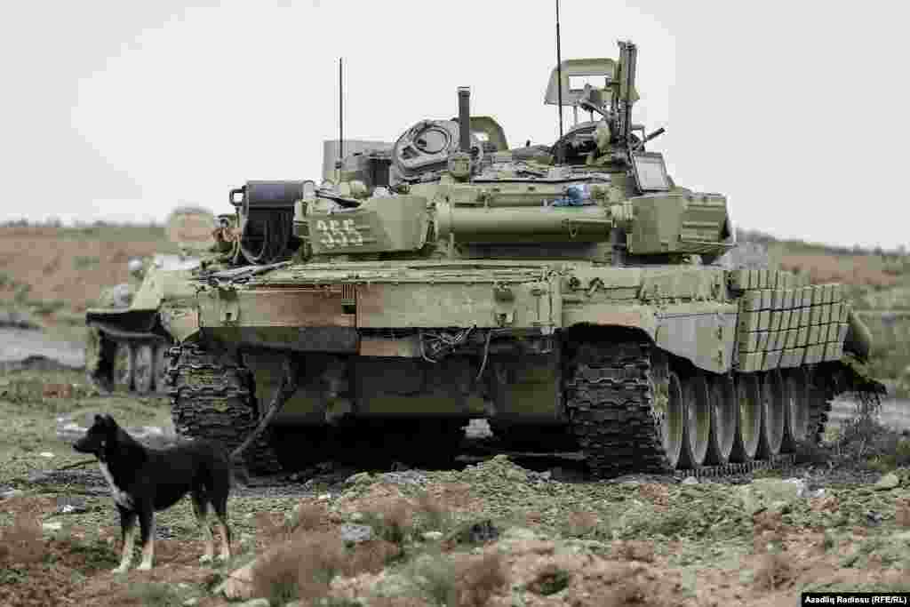 An abandoned tank in Azerbaijan's Fuzuli district 