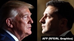 A combo photo shows Ukrainian President Volodymyr Zelenskiy and U.S. President Donald Trump.