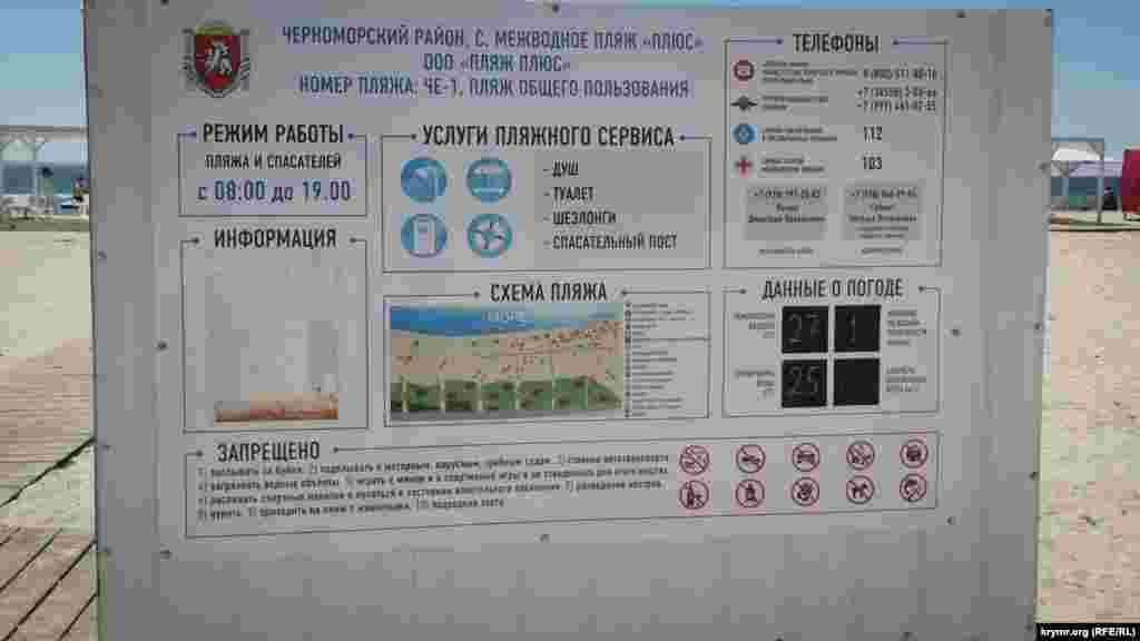 Інформаційний стенд на пляжі «Плюс»