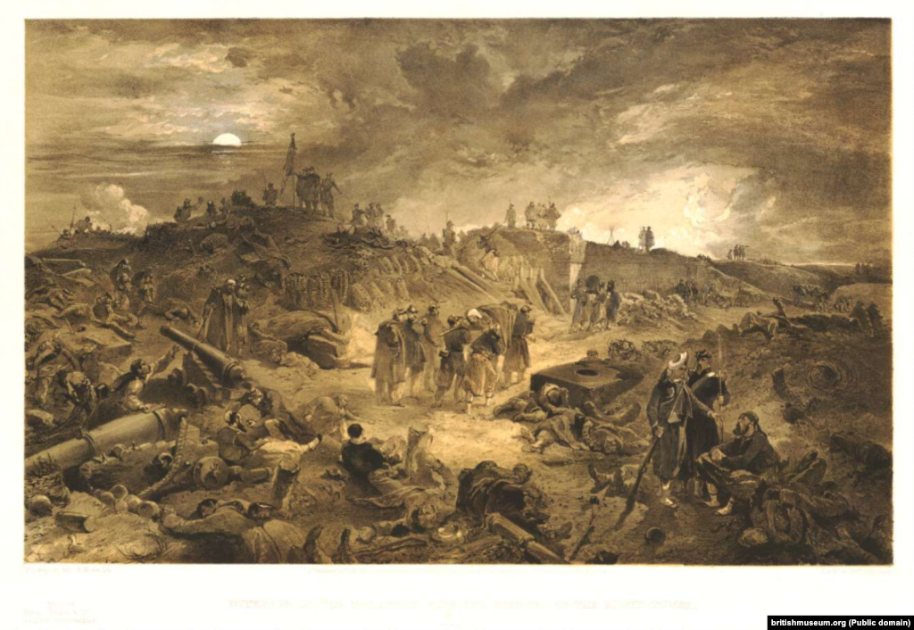 Під час бойових дій Кримської війни з весни 1854 на море панував військовий флот союзників, а на суші бойові дії з вересня 1854-го і до липня 1855 року точилися з перемінним успіхом. В результаті після кількох кровопролитних битв і штурмів французькі війська заволоділи ключовою позицією в обороні Севастополя – Малаховим курганом, що зумовило результат Севастопольської оборони. Після цього головнокомандувач російськими військами в Криму князь Горчаков за одну ніч перевів свої війська на Північну сторону Севастополя. Місто підпалили, порохові погреби підірвали, військові судна, що стояли в бухті, затопили. Союзники, проте, не наважилися переслідувати російські війська, вважаючи місто замінованих, і тільки 30 серпня (11 вересня) 1855 року увійшли в руїни Севастополя, що димилися 
