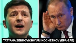 Володимир Зеленський, ліворуч, і Володимир Путін (комбіноване фото)