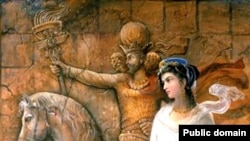 An anonymous painting of the lovers Khosrow And Shirin, the protagonists of the epic, 12th-century Persian poem of the same name..