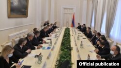 Armenian and Russian officials meet in Yerevan on November 21.