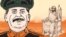 Два персонажа традиционного нарратива русской истории – князь Владимир и Иосиф Сталин – на фоне марсианского пейзажа. Коллаж