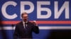 Predsednik Srbije Aleksandar Vučić na skupu pristalica svoje Srpske napredne stranke u Beogradu, 12. aprila 2025.