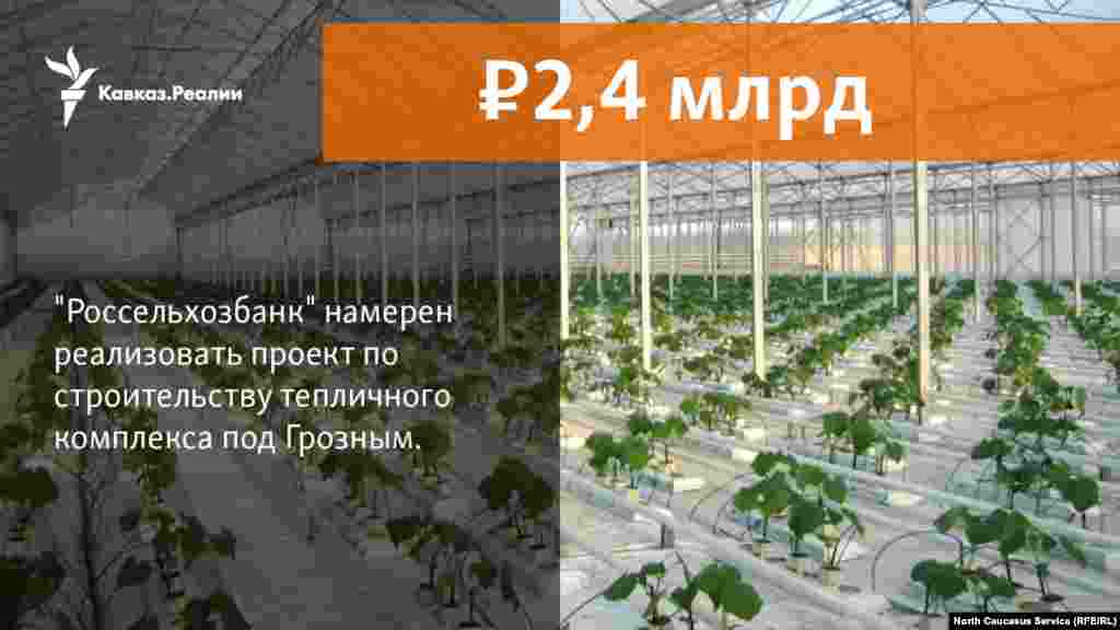 08.02.2018 // Правительство Чечнии АО "Россельхозбанк" намерены реализовать проект по строительству тепличного комплекса в станице Петропавловской Грозненского района на 2,4 млрд рублей. 