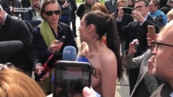 Femen Activist In Topless Protest Against Zelenskiy Femen Activist In Topless Protest Against Zelenskiy