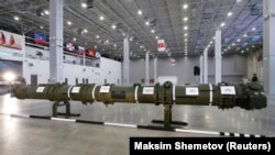 Компонент крылатой ракеты 9M729 на выставке в Экспоцентре Патриот