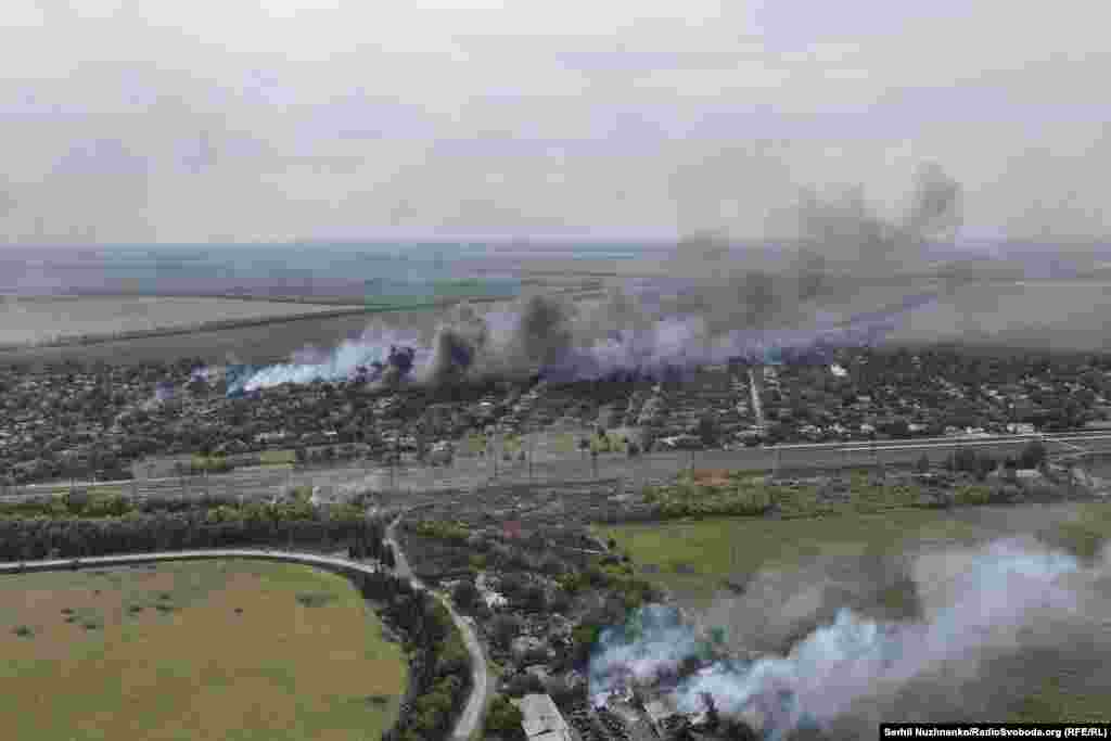 A overview of fires burning in a settlement around Pokrovsk in September 2024. 