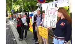 Акция протеста в Страсбурге Акция протеста в Страсбурге