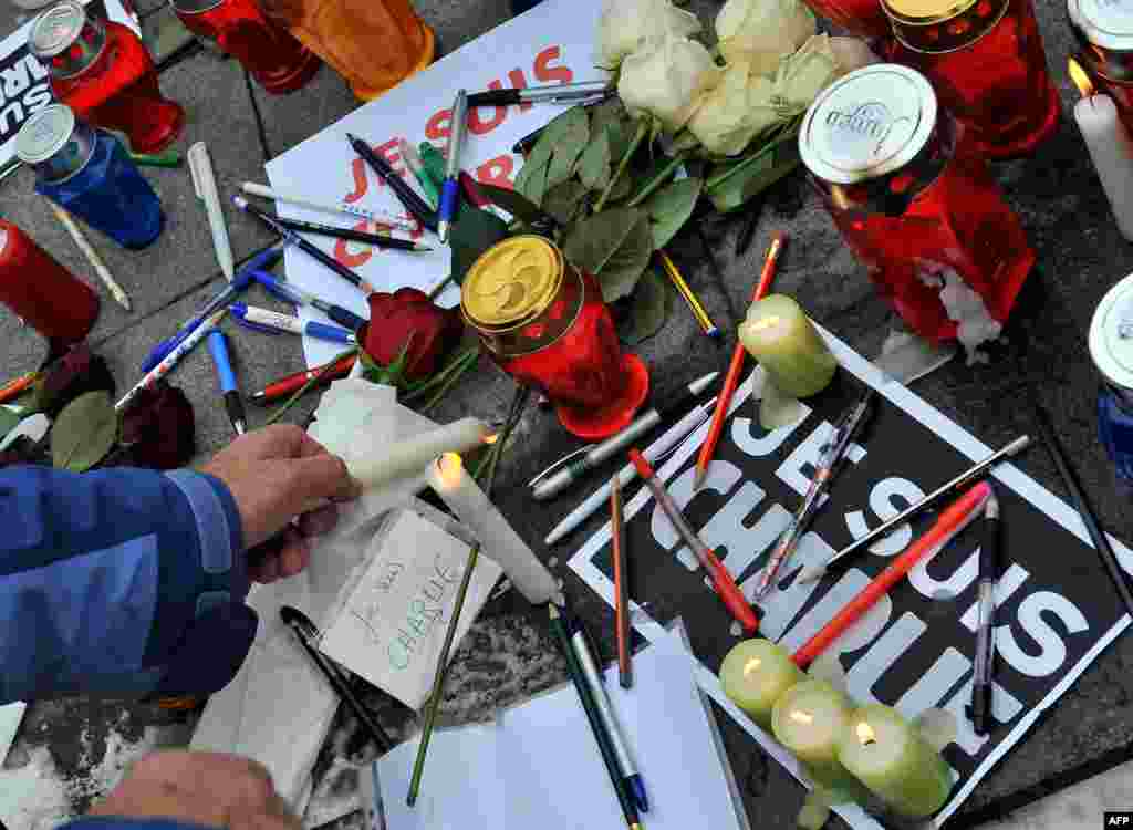 Акция памяти погибших в результате нападения на редакцию Charlie Hebdo. Босния и Герцеговина, 8 января 2015 года