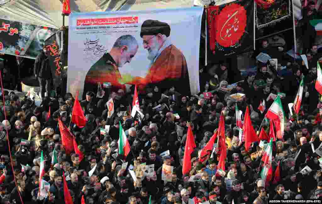 Mourners heard from the slain Quds Force commander's daughter, Zeinab Soleimani. She told the crowds that Iran would avenge her father's death, saying the assassination would bring a "dark day" for the United States.