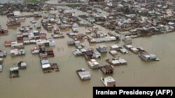 A handout picture provided by the Iranian presidency shows areas affected by floods in the country's northeastern Golestan region last week.
