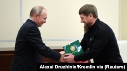 Встреча президента России Владимира Путина и главы Чечни Рамзана Кадырова. Резиденция под Москвой, 15 июня 2018 года