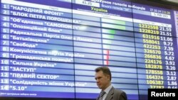 Табло ЦИК Украины с предварительными итогами выборов в Верховную Раду