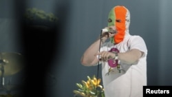 Mike Patton, lead singer of Faith No More, performs in support of Pussy Riot.