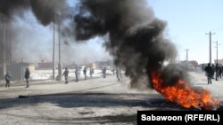 A protest last week outside Bagram air base near Kabul, where Korans suspected of being used by prisoners to pass messages were incinerated.