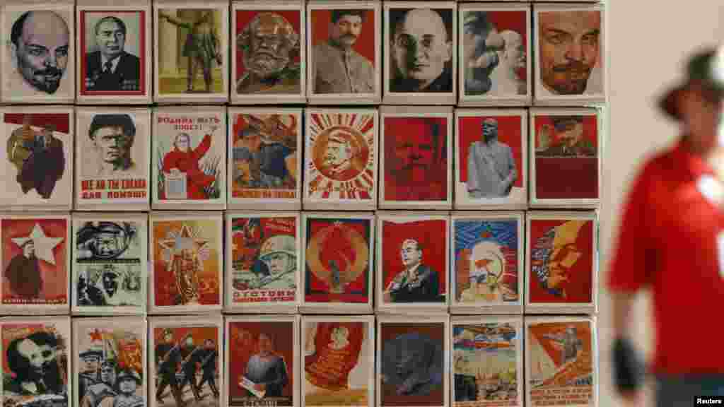 Akhunov makes effective use of old Soviet propaganda in another installation called "Monument to the Match." 