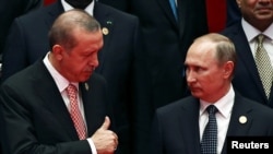 Реджеп Эрдоган и Владимир Путин на саммите «группы двадцати» в Китае, сентябрь 2016 года