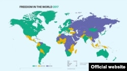 Карта из доклада Freedom in the World 2017