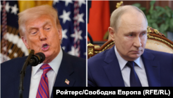Fotografi e kombinuar e presidentit amerikan, Donald Trump, dhe atij rus, Vladimir Putin.