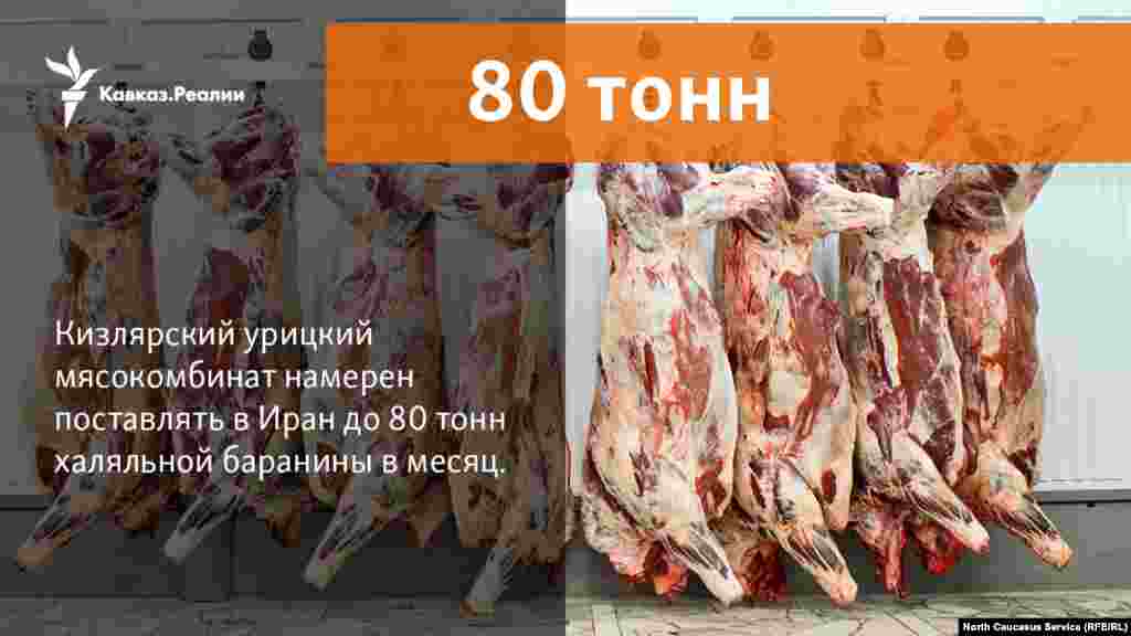 21.11.2017 // Кизлярский урицкий мясокомбинат экспортирует в Иран до 80 тонн халяльной баранины в месяц
