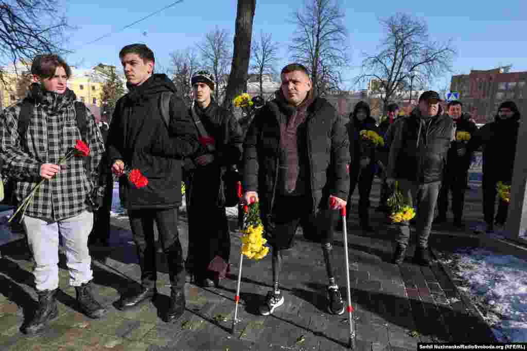 People gather to commemorate Ukraine's 2014 Euromaidan protests in Kyiv on February 20, 2025. The protests in 2013-14 helped push Moscow-friendly President Vitkor Yanukovych from power. Russia responded by seizing Ukraine's Crimean Peninsula and fomenting unrest that led to conflict in the eastern Donbas region. Russia launched its full-scale invasion of the country in February 2022.