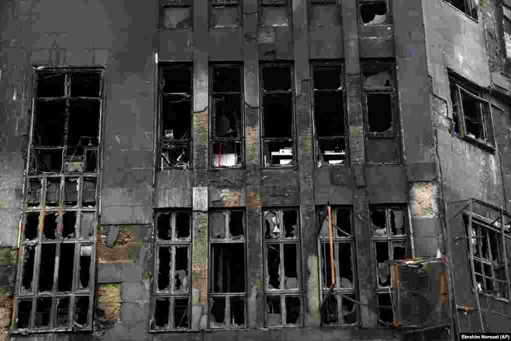 A fire-gutted building in Tehran. 