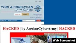 A screengrab of the website for the ruling New Azerbaijan Party, which was hacked on January 16.