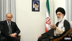 Russian "national leader" Vladimir Putin met with Iranian Supreme Leader Ayatollah Ali Khamenei in October 2007.
